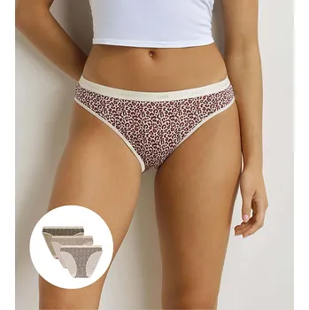 Kalhotky DIM LES POCKETS COTTON SLIP 3x DI004C17 světle hnědá - smetanová L