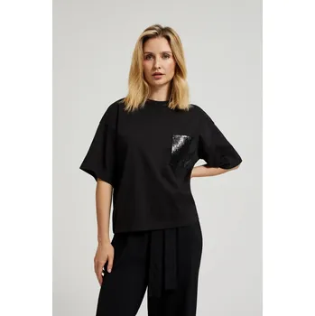 Dámské tričko s flitry MOODO - černá Marisse černá | vícebarevná 2946750