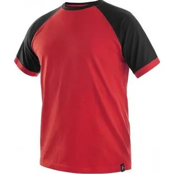 Pánské oblečení CANIS Triko s krátkým rukávem OLIVER, červeno-černé (DOPRODEJ), Barva červeno-čierna, Velikost S