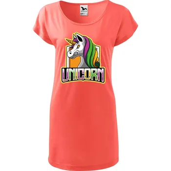 Dámské tričko DOBRÝ TRIKO Dámské tričko/šaty Naštvaný jednorožec Velikost: 2XL, Barva: Korálová