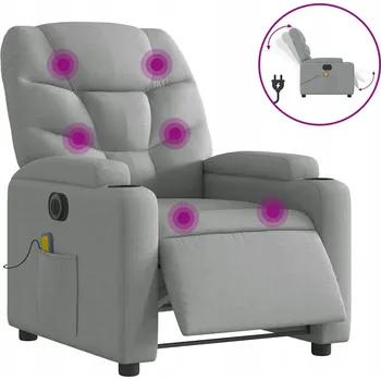 Křeslo Elektrické masážní křeslo s polohovatelným opěradlem 74x89x100 cm, světle šedé