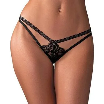 Dámské erotické kalhotky Obsessive Blomentis tanga - černá: XL/2XL