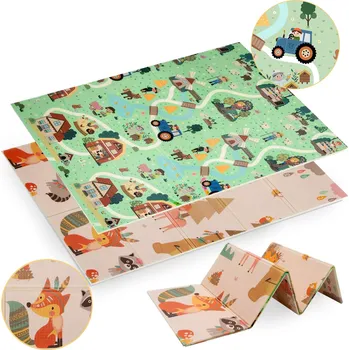 Hrací deka Oboustranná skládací podlahová vzdělávací podložka z pěny XPE bezpečná 120x180 Village Forest Humbi