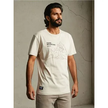 Pánské tričko Sinsay - Bavlněné oversize tričko s potiskem - béžová - 842GP-08X - 842GP-08X-S