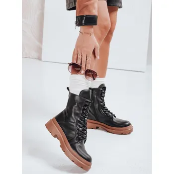 Dámské kozačky Dámské kotníkové boty HARDSTEP s vázáním ZY0531 Barva: Černá, Velikost: 36