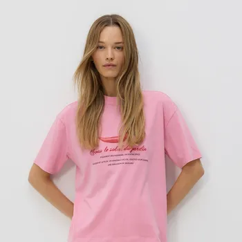 Dámské tričko Reserved - Tričko s potiskem - růžová - 528GA-30X - 528GA-30X-XL