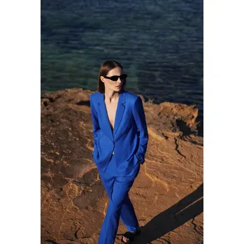 Dámské sako Dámské sako s 3/4 rukávem MOODO - námořnická modrá Moodo modrá | bílá 2848626