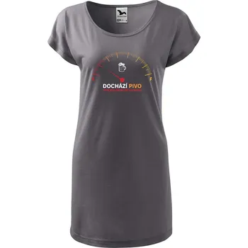 Dámské tričko DOBRÝ TRIKO Dámské tričko/šaty Dochází pivo Velikost: L, Barva: Ocelová šedá