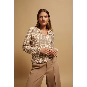 Vzorovaná halenka s výstřihem do V Marisse bílá | hnědá | kaki | krémová | vícebarevná 2474134