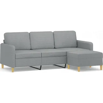 Pohovka Třímístná pohovka se stupačkou světle šedá, 198x77x80 cm