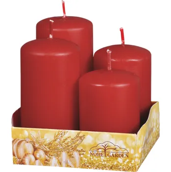 Svíčka Maják Svíčky adventní STUPŇOVITÉ červené lakované d4x6/7/8/9cm 4ks