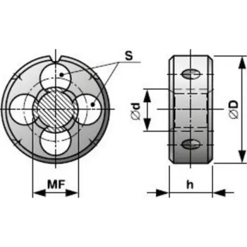 Závitořezný nástroj Závitová kruhová čelist DIN EN 22 568 6g STANDARD HSS MF M22x1,5 (DOPRODEJ)
