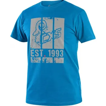 Pánské tričko CANIS Pánské tričko CXS WILDER s potiskem, azurově modré, Barva azurová, Velikost M