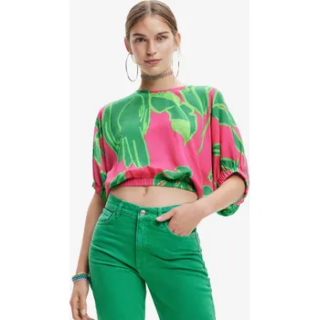 Dámské tričko Zeleno-růžový dámský top Desigual Garret - Dámské DESIGUAL zelená | růžová | světle zelená | fuchsiová | vícebarevná 2273228