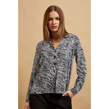 Dámská košile Košile s výstřihem do V Moodo černá | bílá 2550819