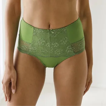 Kalhotky Sada 2 kalhotek maxi s vysokým pasem z mikrovlákna a krajky Limbara zelená 46/48