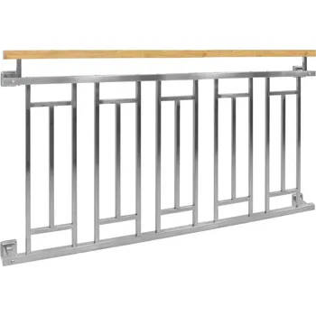 Zábradlí Francouzské balkonové zábradlí 128 x 90 cm stříbrné, vzhled dřeva různé velikosti