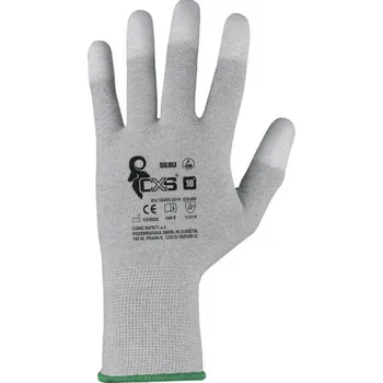 Pracovní rukavice CANIS Povrstvené rukavice CXS SILOLI, antistatické ESD, šedý melír, Barva svetlý melír, Velikost rukavic 8"