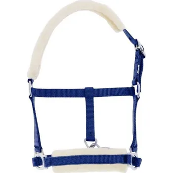 Vybavení pro koně Ohlávka pro hříbata RIDING WORLD s beránkem královsky modrá