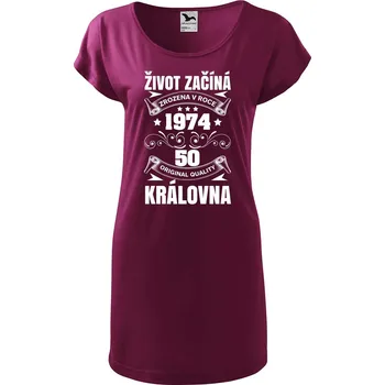 Dámské tričko DOBRÝ TRIKO Dámské tričko/šaty Život začíná královna Velikost: 2XL, Barva: Fuksiová