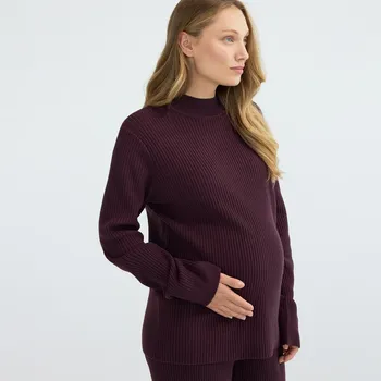 Dámský svetr Reserved - Žebrovaný pletený svetr - mahagonová - 447GS-93X - 447GS-93X-XS