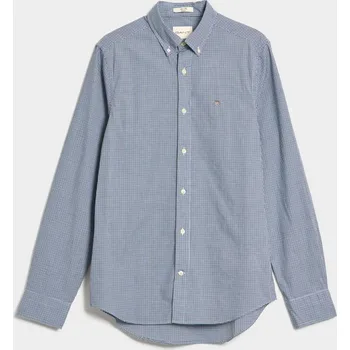Pánská košile KOŠILE GANT SLIM POPLIN MICRO CHECK SHIRT COLLEGE BLUE