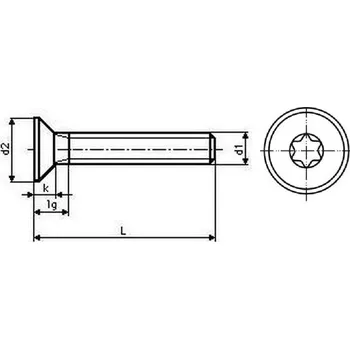 Spojovací materiál šroub M6x16 A2 NEREZ zápustná hlava TORX 30 DIN 7991 - ISO 10642 TX