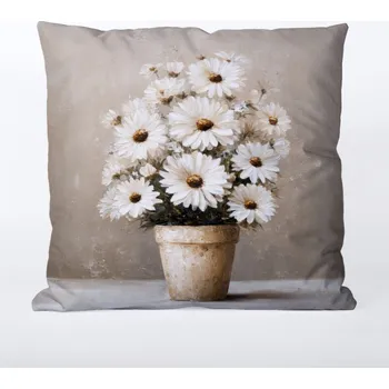 Povlak na polštář 45x45 nepromokavý polyester bílé kopretiny