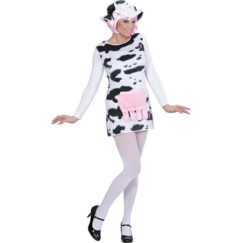 Karnevalový kostým Dámský kostým Kráva (šaty, klobouk) - S