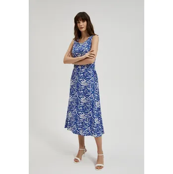 Dámské šaty Dámské midi šaty vzorované MOODO - námořnická modrá Moodo modrá | bílá 2848621