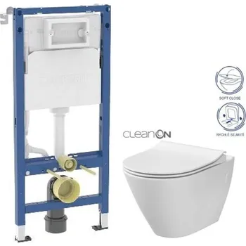 Klozet GEBERIT DuofixBasic bez tlačítka + WC CERSANIT CLEANON CITY 458.103.00.2 X CI1