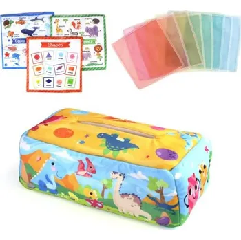 Dřevěná hračka Montessori hračky - magická krabička na kapesníky Barva: Dinosauři - malé balení