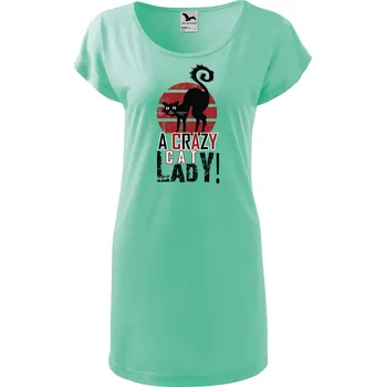 Dámské tričko DOBRÝ TRIKO Dámské tričko/šaty Crazy cat lady Velikost: 2XL, Barva: Mátová