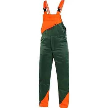 Pánské kalhoty CANIS Pánské kalhoty LESNÍK na kšandy proti pořezu, Barva zeleno-oranžová, Velikost 52