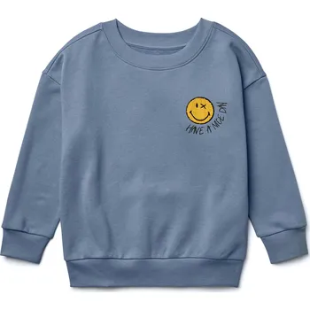 Chlapecká mikina 710560 - Tchibo - Dětská mikina Smileyworld® s počesanou vnitřní stranou - pro ženy - vel. 146/152 - barva: modrá/s potiskem