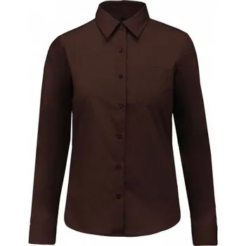 Dámská halenka COTTON Dámská halenka KARIBAN s dlouhým rukávem, hnědá, Barva hnedá, Velikost M