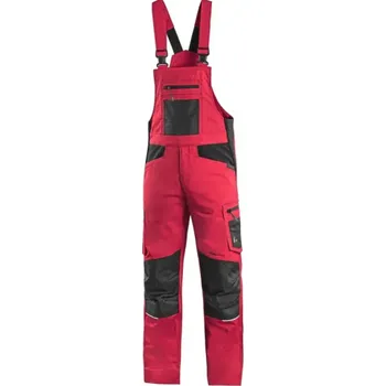 Pracovní oblečení CANIS Pánské kalhoty na kšandy CXS SOLIS FLEX, červeno-černé, Barva červeno-čierna, Velikost 60