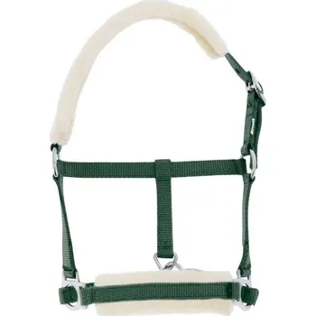 Vybavení pro koně Ohlávka pro hříbata RIDING WORLD s beránkem tmavě zelená