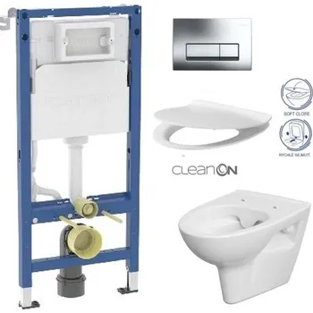 WC sada GEBERIT DuofixBasic s chromovým tlačítkem DELTA51 + WC CERSANIT CLEANON PARVA + SEDÁTKO 458.103.00.2 PA2