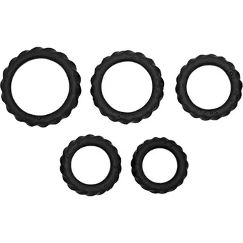 Romant Lock silikonové erekční kroužky 5 ks - černé