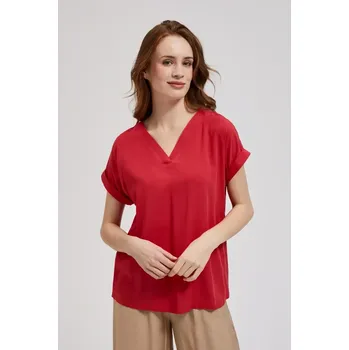 Dámská halenka Dámská halenka s výstřihem do v MOODO - červená Moodo krémová | červená 2848573