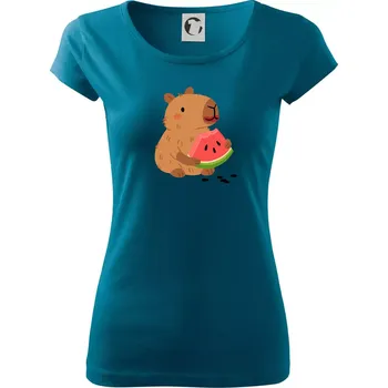 Kapybara s melounem - Dámské triko Pure - S ( Petrolejová )
