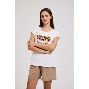 Dámské tričko s potiskem MOODO - bílá Marisse bílá | šedá | hnědá | kaki | žlutá | vícebarevná 2848628