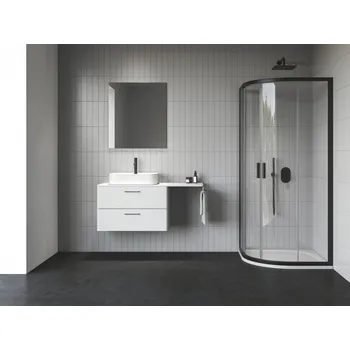 Ravak Blix II sprchový kout 90x90 cm půlkulatá černá matný/průhledné sklo 3BM70300Z1