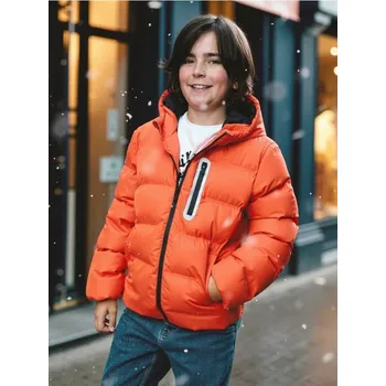 Chlapecká bunda Sinsay - Bunda puffer s kapucí - oranžová - 456FC-23X - 456FC-23X-152