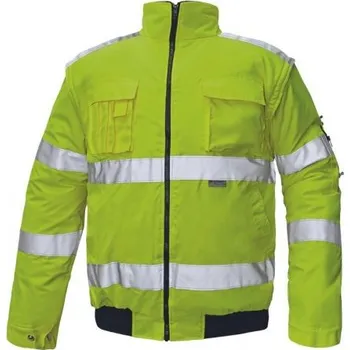 ČERVA Bunda zateplená CLOVELLY PILOT 2 v 1 s reflexními pruhy, žlutá, Barva žltá, Velikost 5XL