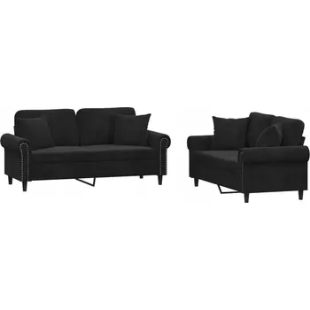 Pohovka Sametová pohovka pro 2 osoby, černá, 140 cm