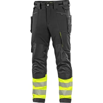CANIS Pánské Hi-Vis kalhoty CXS NAOS, černo-žluté s reflexními pásy, Barva čierno-žltá, Velikost 58