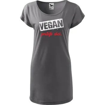 Dámské tričko DOBRÝ TRIKO Dámské tričko/šaty Vegan, protože chci Velikost: S, Barva: Ocelová šedá