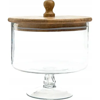 Podnos WOOD COLONY skleněná na nožce M 18x16 cm HOMLA